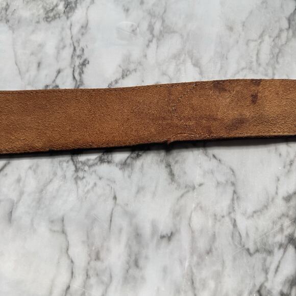 Tex Tan Leather Lizard Scroll Inlay Western Belt Size 34 Brown Brass Buckle USA - Picture 15 of 16